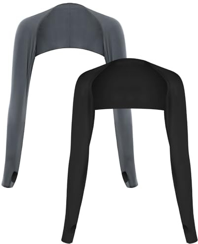 DSLSQD 2 Stück Schutz Bolero Sommer UV Schutz Bolero Armstulpen Damen Sonnenschutz Schal Armstulpen Kühlschal Armmanschetten mit Fingerlöchern für Radfahren Läuft Outdoor Aktivitäten-Weiß