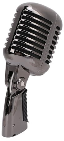 Fabater Klassisk Retromikrofon, Gammal Vintage Dynamisk Trådad Sångkardioidmikrofon för Karaoke Liveframträdande In-Studio-inspelning Sångscen, Gammaldags Metallrekvisita
