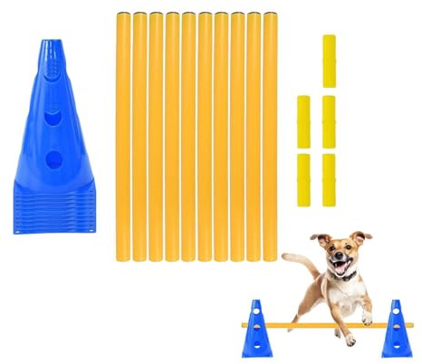 Genérico Equipo de Agilidad para Perros | Vallas y Conos de Resistencia Pesada - Set de Postes de Agilidad y Conos de Ejercicio para Cachorros,para Jardín, Parque, Hogar, Área de Juego, Competición
