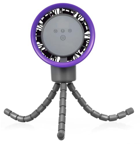 Kichvoe Ventilador Portátil con Clip para Cochecito, Recargable y Silencioso, Material Abs, Adecuado para Fiesta Verano y Uso al Aire Libre con Trípodes Flexibles