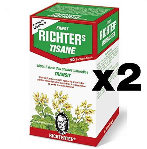 Lot de 2 boîtes de Tisane infusion Ernst Richter 40g - 100% à base de plantes naturelles - 2 x 20 sachets filtres de 2g