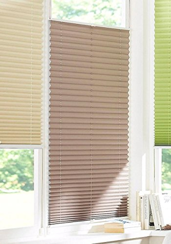 dahra Klemm Plissee Easyfix Plisseerollo Taupe ohne Bohren Crush Optik (100 cm)