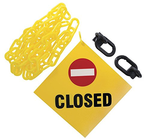 Mr. Chain Closed Sign Kit, Sign and 6-feet Yellow 2-Inch Chain (7406CL)