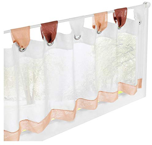 BAILEY JO 1er-Pack Scheibengardine Voile Transparent Raffrollo Bunt Kleine Kaffee Vorhang (HxB 60x180cm, Kaffee)