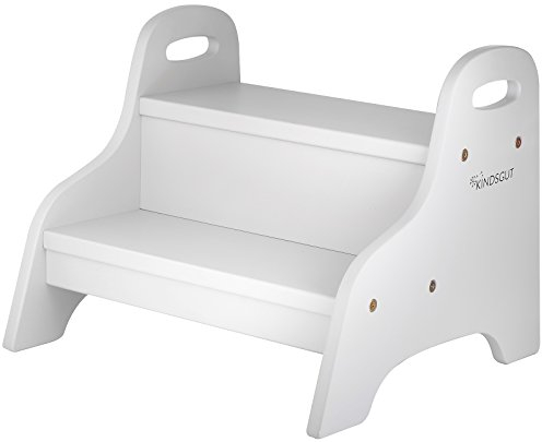 Kindsgut Holztritt, Tritt-Hocker mit 2 Stufen ideal für Kinder, dezente Farben und hochwertige Qualität, Hellgrau