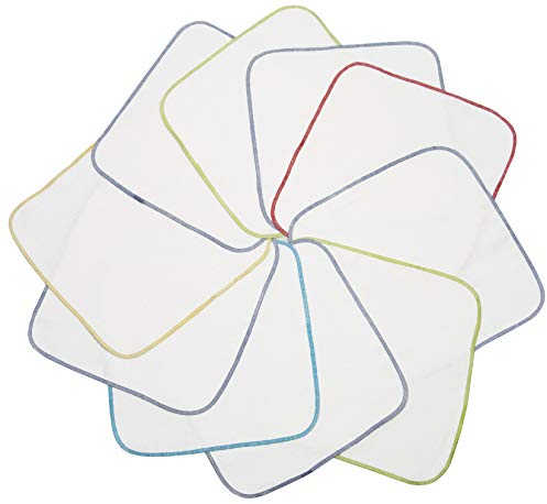 Zollner 10er Set Flanell Waschlappen, 100% Baumwolle, 25x25 cm, weiß