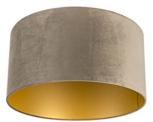 Qazqa classic-antique Lampenschirm - Cilinder Velours - Taupe, supports-e27, diameter 50 centimeter
