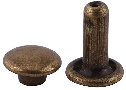 Leder Nieten Set, 100 Satz 6 × 8mm Tubular Metall Hohlnieten Kit für Leder Handwerk, Dekoration, DIY, Tasche, Schuhe Reparaturen(Bronze)