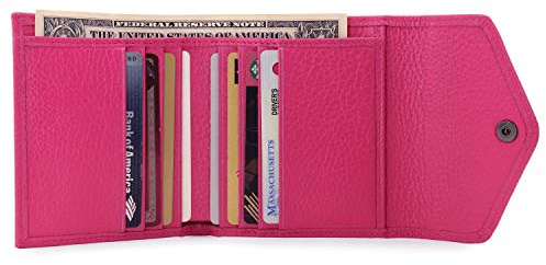 Otto Angelino Portafoglio a Bustina in Vera Pelle – Anti RFID – Unisex, Rosa