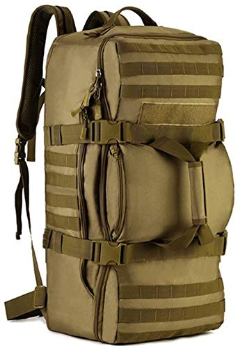 SYMALL 60L Homme Sac à Dos de Randonnée Grande Capacité Multifonctionnel Cartable Tactique Militaire Sac de Voyage Trekking Backpack Camping Molle Extérieur Sac à Main Sports Duffel, Marron