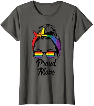 Proud Mom Rainbow Bandana Sunglasses Gay Pride LGBTQ Women T-Shirt