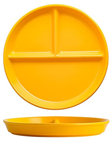 OnePine Porzellan Servierplatten, Snackteller mit 3 fächern kinder Dessertteller Salatteller Geteilte Platte keramik für abnehmen