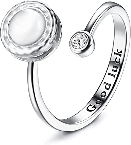 Milacolato Fidget Ring für Frauen Mädchen Offene Verstellbar Anxiety Ring Silber Gänseblümchen Blume Mondstein Stapelringe Knöchelringe Fancy Spinner Ringe Schmuck Damen