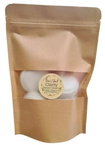 Shower Steamer - Clarity Set of 5 - Handmade in the UK - Invigorating Menthol, Eucalyptus and Peppermint - Essential Oils for a Spa experience at home.