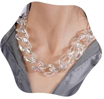 YERTTER Collana girocollo in acrilico trasparente con maglie larghe per donne e uomini – Collana girocollo in resina e plastica