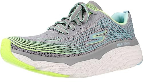 Skechers MAX Cushioning Elite Galaxy Burst - Zapatos para Mujer, Color Gris Textil/Borde Lima, 3 UK