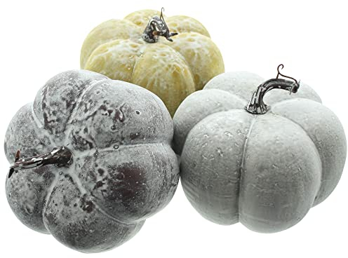 FRANK FLECHTWAREN Kürbis Cucurbita, 3er Set, Herbstdeko, detailgetreu gearbeitet, Kunststoff, Maße: Ø 15 x 14 cm