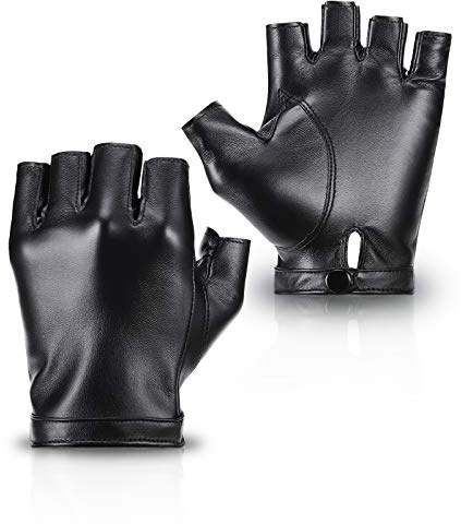 Accmor Fingerless PU Faux Leather Gloves, Driving Gloves Outdoor Sports Cosplay Costume Half Finger Glove for Women Men Teens