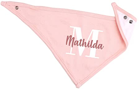 Striefchen® Baby Halstuch aus weicher Baumwolle mit Initiale und Name bedruckt, 3 Farben zur Wahl Rosa