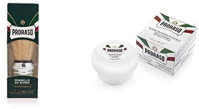 Proraso | Savon à raser pour peaux sensibles + Blaireau de rasage – Blaireau pour savon à barbe en soies naturelles de porc – Fabriqué en Italie
