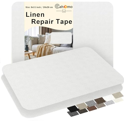 Leinenstoff Patches Selbstklebend, 3 Stück 20x28 cm Leinen Reparatur Patches, Leinen Flicken Selbstklebend, für Sofas, Autositze, Vorhang Kopfteile, Rucksack Weiß