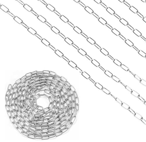 Bezavea 304 Stainless Steel Chain, 1.2mm 8M Heavy Duty Metal Chain Link for Hanging Planter, Fence, Dogs, Swing, Drying Clothes