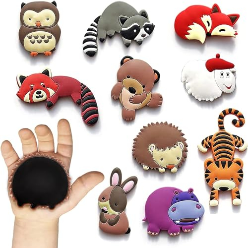 Parallelower 10 Stück Tiere kühlschrank Magnete Kind Tiere Kühlschrankmagnete Silikon Schöne Tier Whiteboard magneten Dekorative für Whiteboard Vorschulunterricht Zuhause Klassenzimmer