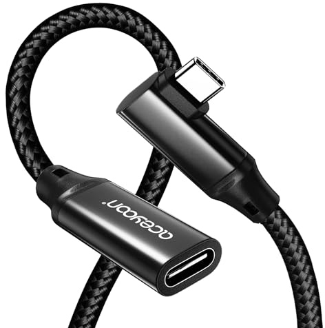 Aceyoon Prolunga USB C Angolo Retto 1M, 240W Maschio Femmina 3.2 Gen2 20Gbps, Cavo Type-C Sincronizzazione Dati 4K@60Hz Video per MacBook Pro