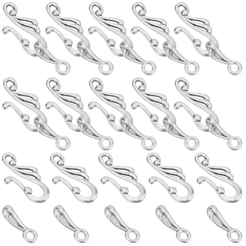 SUNNYCLUE 1 Box 70 Sets S Haken Schmuckverschluss S Ring Knebelverschlüsse Im Tibetischen Stil Antiksilber S Haken Ring Armbänder Halskettenverbinder Schmuckendverschlüsse Und Verschlüsse Für Die Schm