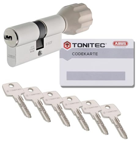 ToniTec Zylinderschloss TEC440 by ABUS Schließzylinder gleichschließend als Knaufzylinder Größe 30/35K mit Codecard