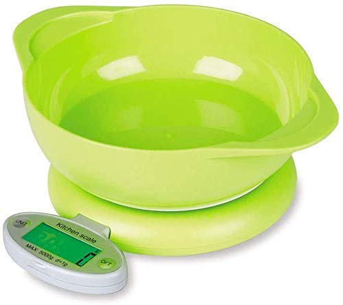 CHFYIJYHM Balances électroniques Balances de Cuisine numériques avec Bol mélangeur et écran LCD rétroéclairé Pliable(Green)