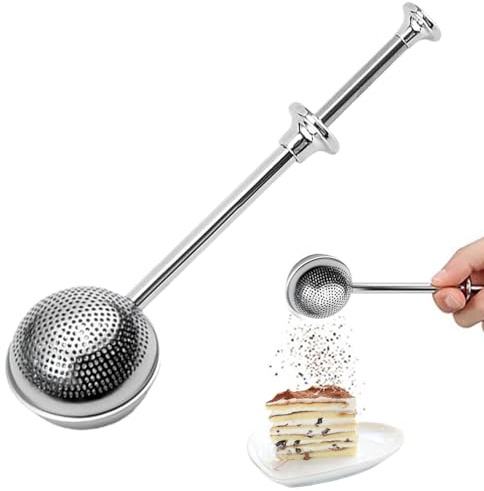 Spargitore per zucchero a velo – Spolverino a polvere, bastoncino per zucchero a velo | cucchiaio filtro in polvere in acciaio inox per farina, spezie, zucchero