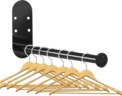 XINYUWIN 2-Abschnitt Einziehbare Kleiderbügel Lagerung, Edelstahl Kleiderbügel Storage Organizer, Kleiderstange Veranstalter Wandmontage Kleber oder Bohren Installation Schwarz