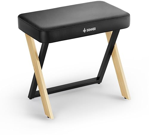Donner Panca per Pianoforte, Sgabello per Tastiera in Stile Casalingo con Imbottitura Spessa, Seduta per Pianoforte in Metallo, Sedia per Pianoforte, DKB-300 Colore Legno Chiaro