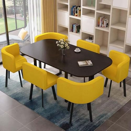 Quadratisches Esstisch-Set mit Stühlen für 6 Personen – Mehrzweck-Konferenztisch und Stuhl-Set – langlebiges Küchenset aus Holz für Wohnzimmer Esszimmer