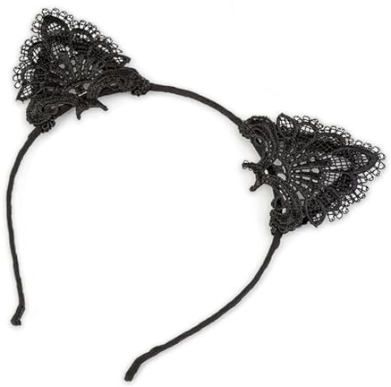 MUNSKT Katzenohren Haarreif mit Spitze Cat Ears Cat Ears Headband Katzenohren Haarreif Karneval Party Maskerade Cosplay Halloween