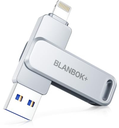 BLANBOK+ MFI Certified Memory Stick for Photos 256G USB Flash Drive for iPhone USB Stick USB Memory Sticks Photo Stick for iPhone/iPad/Android/PC