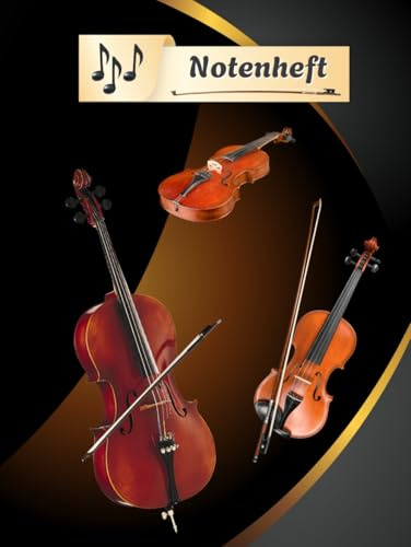 Notenheft Geige Notenbuch Cello Violine Musikunterricht Bratsche Notenlinienheft Große Lineatur Geigenunterricht Anfänger Violoncello Kontrabass ... da Gamba Notensysteme Musiker Rebec 01A08