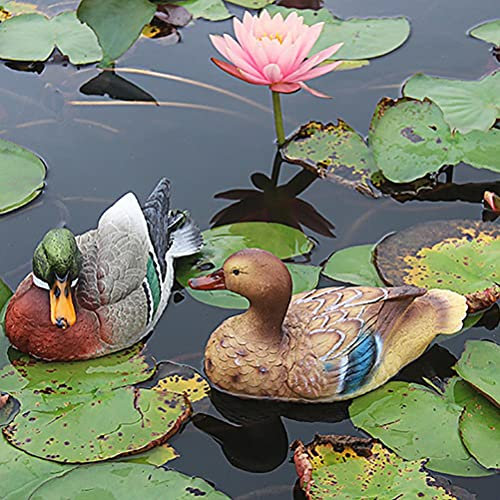 Statue de Canard Flottante pour étang - Décor de Jardin Réaliste, Idéal pour les Réservoirs Poisson et les Espaces Extérieurs, la Sculpture en Résine la Décoration Maison et du Bureau (Pêcherie)