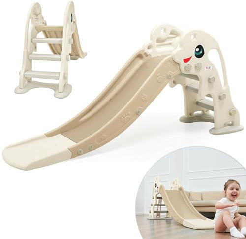 Baby Vivo Kinder Rutsche Kinderrutsche Gartenrutsche Kleinkinderrutsche Kunststoff Delfin abgerundete Ecken & Kanten für Indoor & Outdoor in Kaffee/Braun