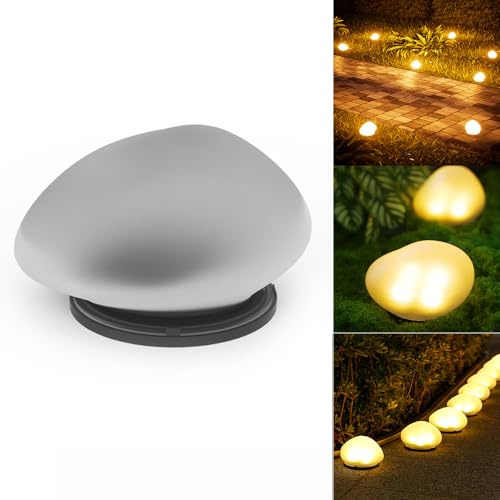 YZYOE LED Solar Powered Goose Warm Stone Lights, Warm Light Outdoor Courtyard Decorative Tile Stone Lights Wireless Twilight to Dawn Waterproof Garden Road Landscape Lamp.
