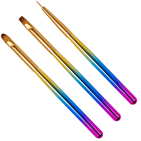SHERCHPRY Stylo Nail Art Peinture à Ongles 3 Pièces Tige Dégradée Nylon Pinceaux Manucure Diy Pour Femmes Décorations Onglerie