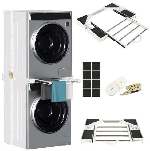 Jaxguom Cadre intermédiaire pour machine à laver avec tiroir - Brevet de design UE - Cadre de connexion universel en acier et plastique - Charge maximale : 100 kg - Montage facile pour appareils de 54