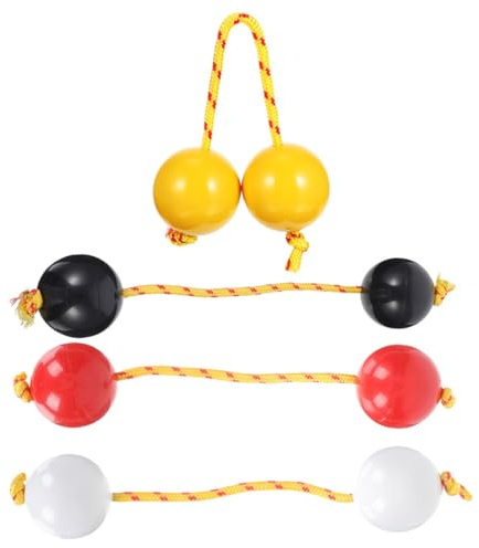 FRCOLOR 4pièces Boules Rythmiques Africaines Aslatuas Instrument De Percussion Portable Hochet Musical Double Boule pour Adultes