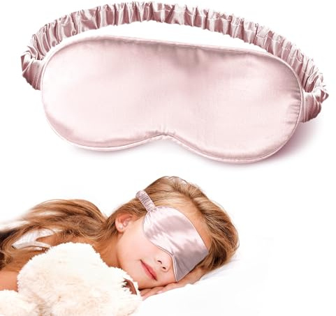 SilkDream 100% Seiden Schlafmaske Kinder Mädchen&Junge Augenmaske Schlafmaske Seide Verdunkelungs Schlaf Maske Rosa