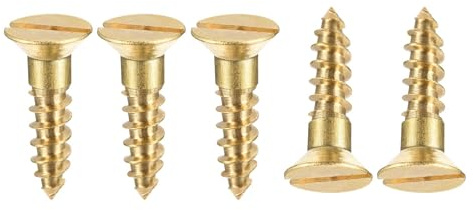 TA-VIGOR M4 x 16mm Brass Wood Screws, 50PCS Flat Head Self Tapping Screws | Countersunk Screws with Slotted Drive, Solid Brass Fastener Screws for Woodworking, Furniture, Cabinets and DIY Projects