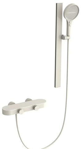 BiaoTeng Grifo de Bañera con Ducha de Mano con Barra Monomando agua Fría y Caliente Grifo Bañera y Ducha con Cascada Leche Blanca