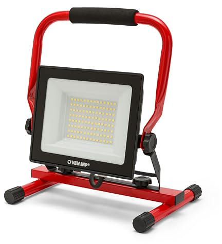 4500 lm (50 W) LED-strålkastare för byggarbetsplatser; Arbetslampa med 2 m kabel; IP65 vattentät strålkastare, med justerbart stativ och enkel att bära. Naturligt 4000K ljus. Perfekt för arbete,