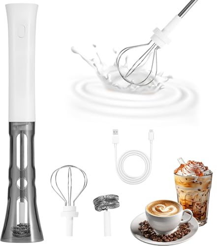 COZHYESS 2-in-1 Milk Frother Handheld, Rechargeable Electric Matcha Whisk