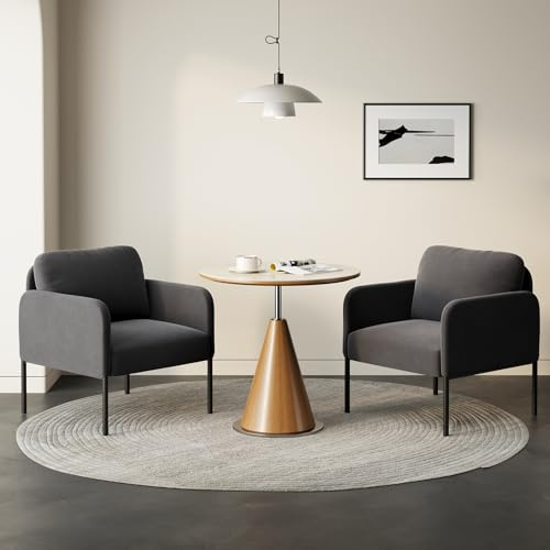 COLAMY Gepolsterter Ohrensessel 2er Set aus Samt – Moderner Lounge-Sessel mit weicher Rückenlehne, Komfortabler Sessel für Wohnzimmer, Schlafzimmer, Apartment & Leseecke, Grau